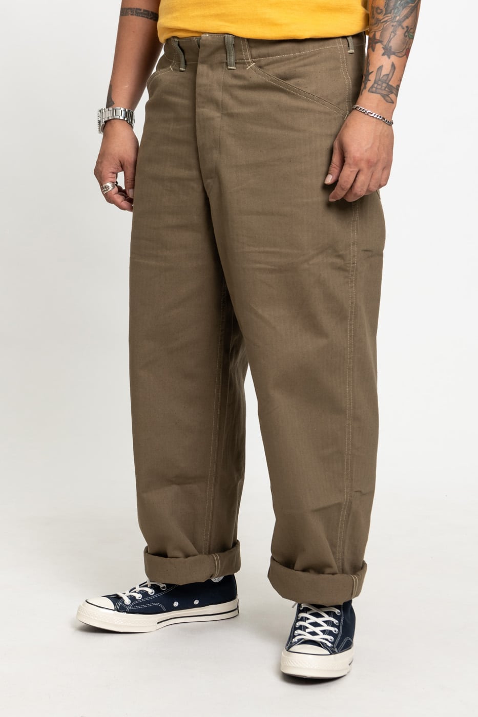 1213 MILITARY HERRINGBONE UTILITY PANTS - OD GREEN