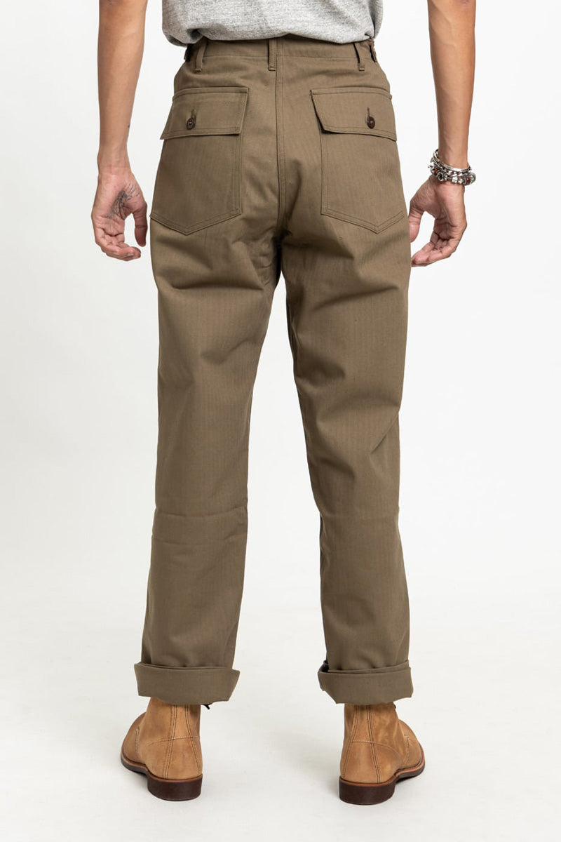 1086 MILITARY HERRINGBONE PANTS - OD GREEN