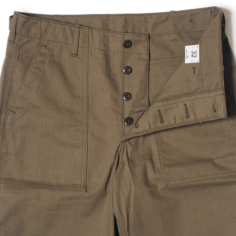 1218 MILITARY HERRINGBONE SHORTS - OD GREEN