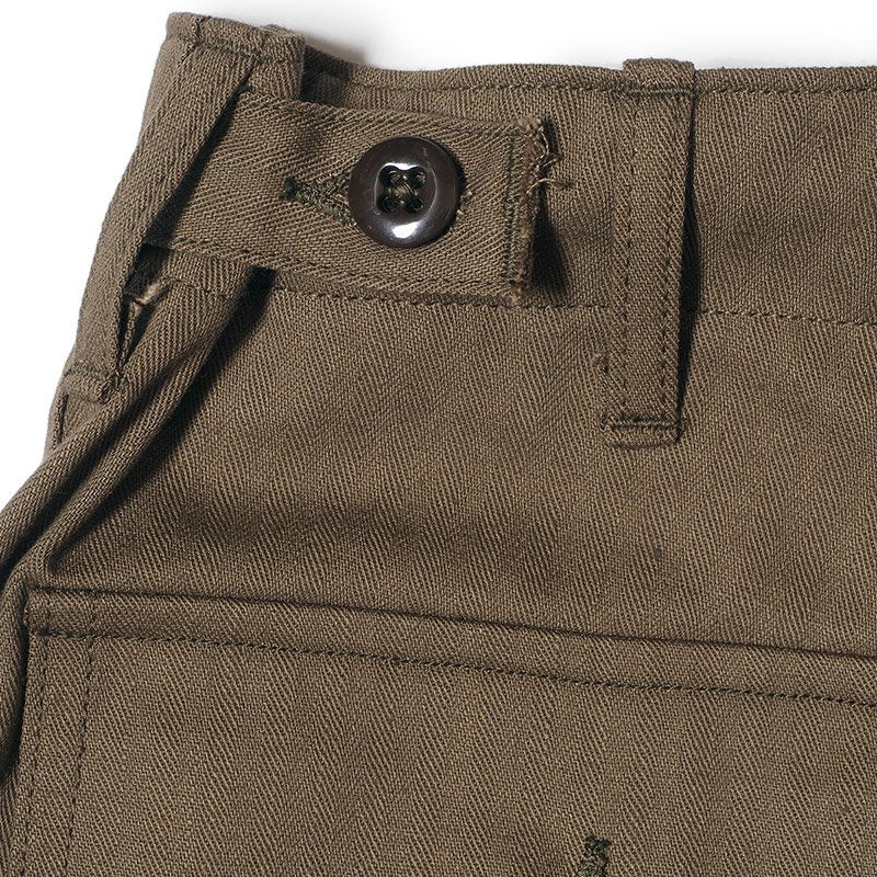 1218 MILITARY HERRINGBONE SHORTS - OD GREEN