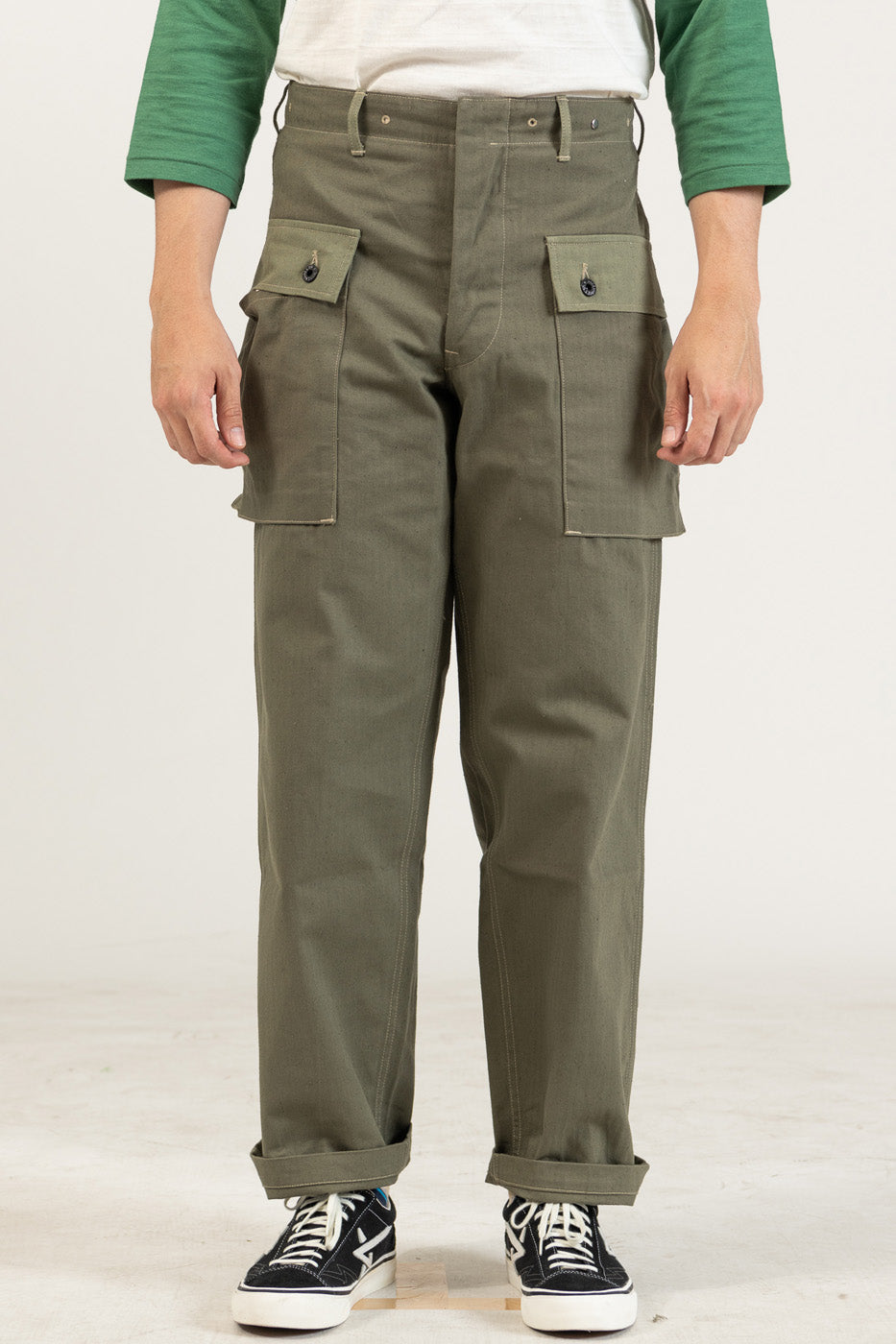 1097 USMC HERRINGBONE MONKEY PANTS - OD GREEN