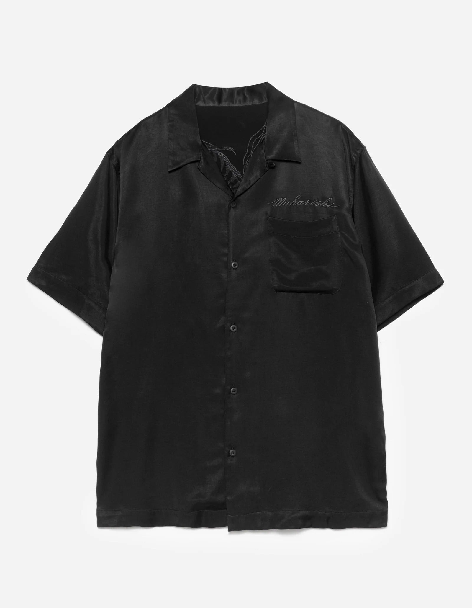 6098 TIGER DRAGON CAMP COLLAR SHIRT - BLACK