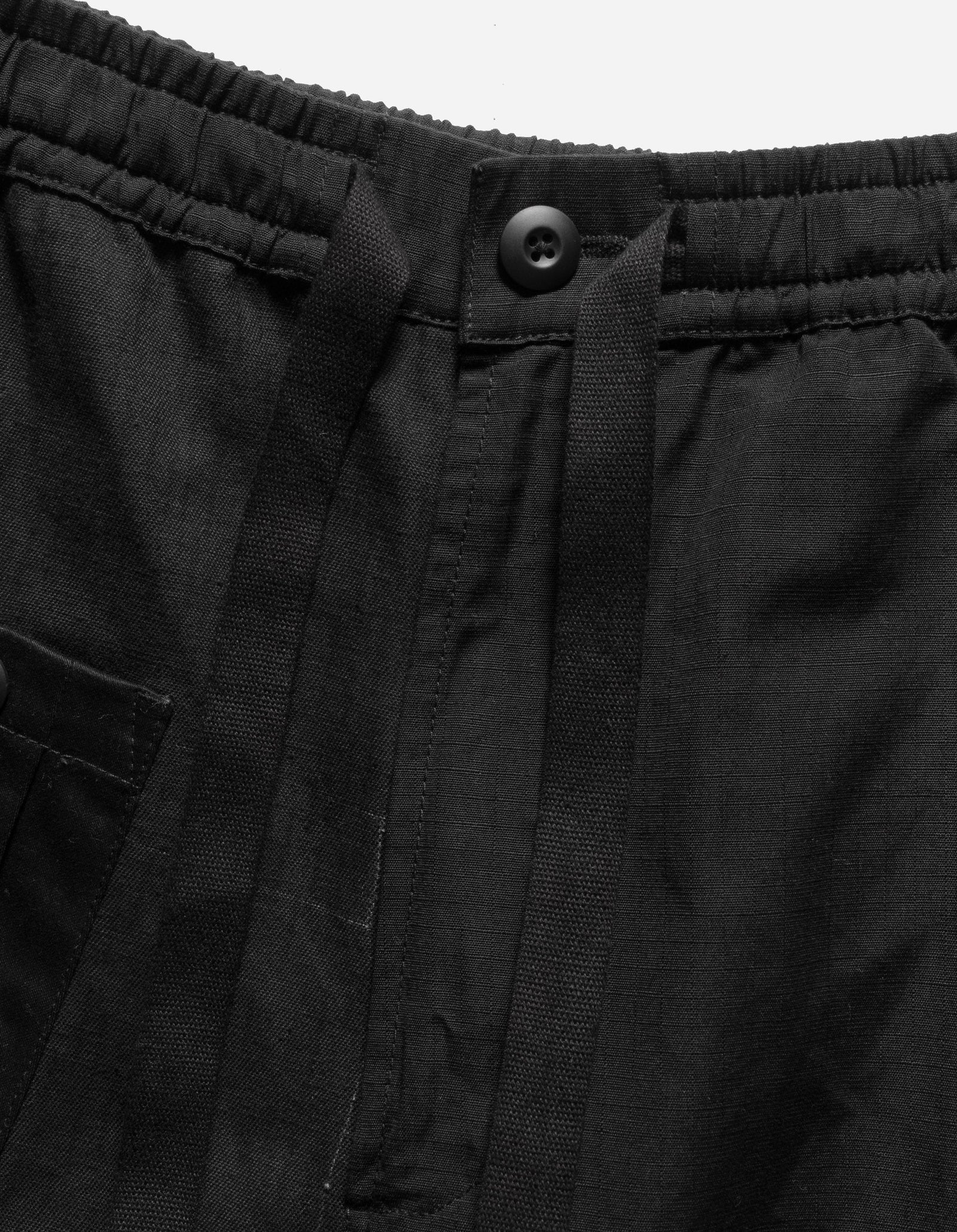 6087 UPCYCLED LOOSE CARGO TRACK PANTS - BLACK