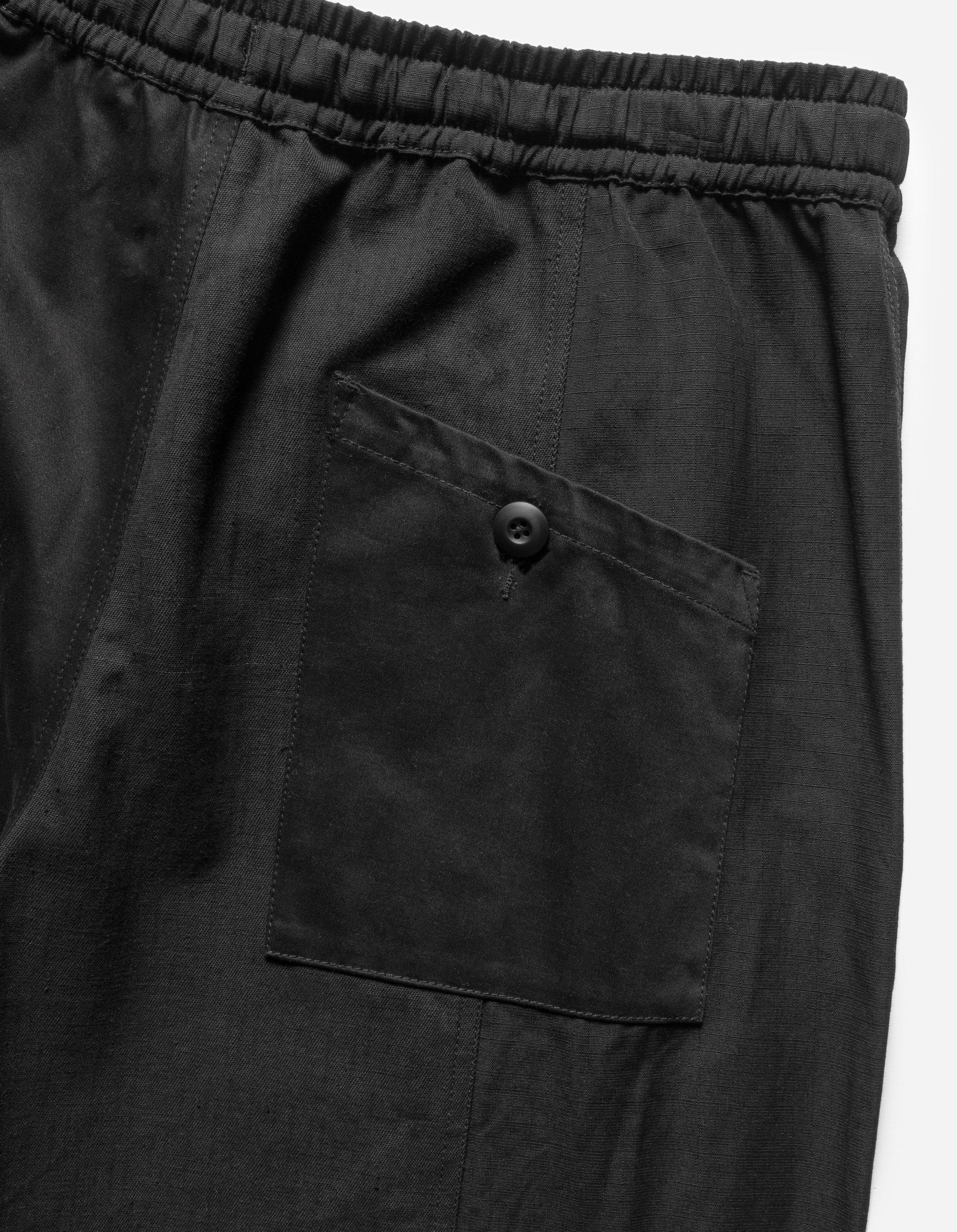 6087 UPCYCLED LOOSE CARGO TRACK PANTS - BLACK