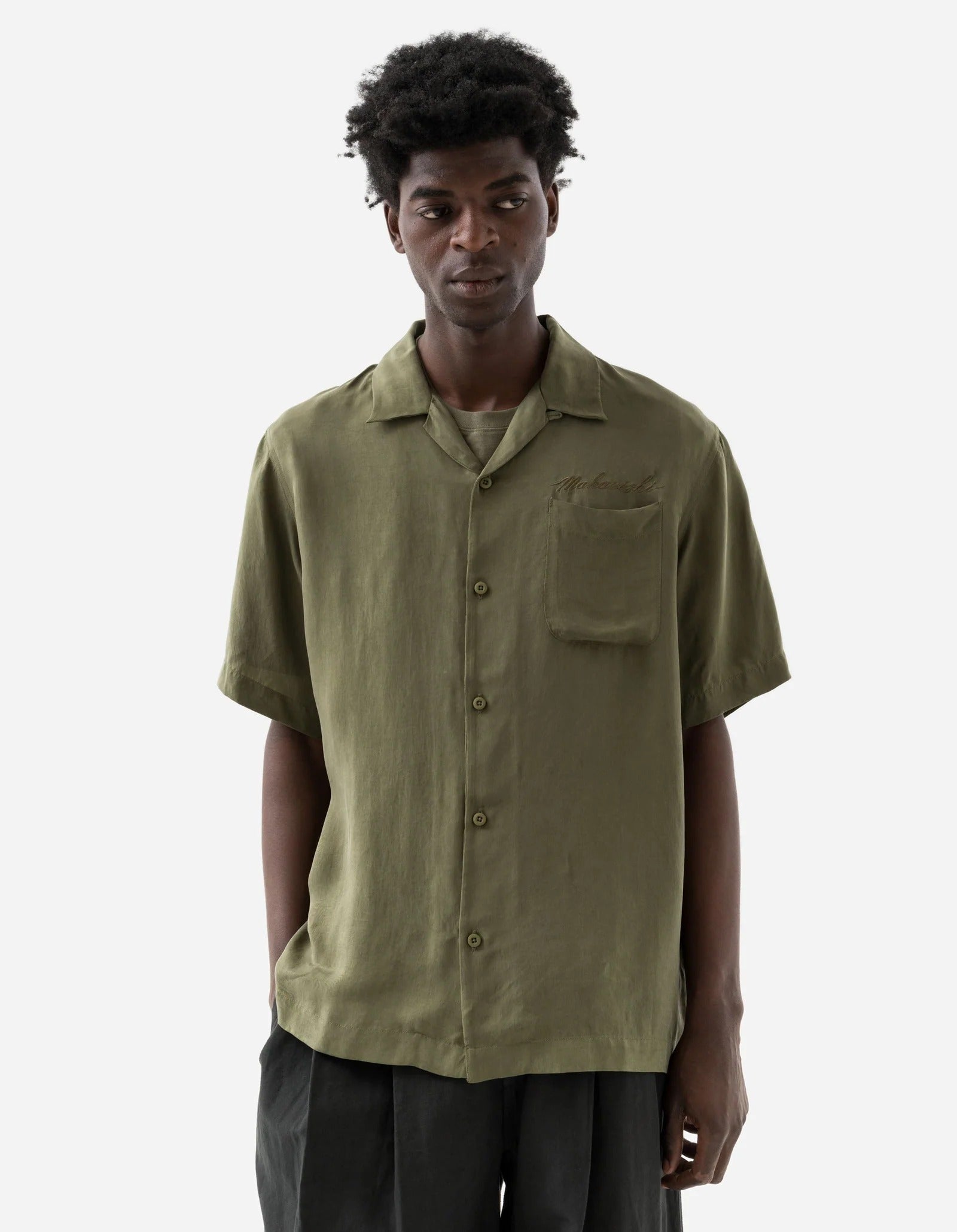 6098 TIGER DRAGON CAMP COLLAR SHIRT - OLIVE