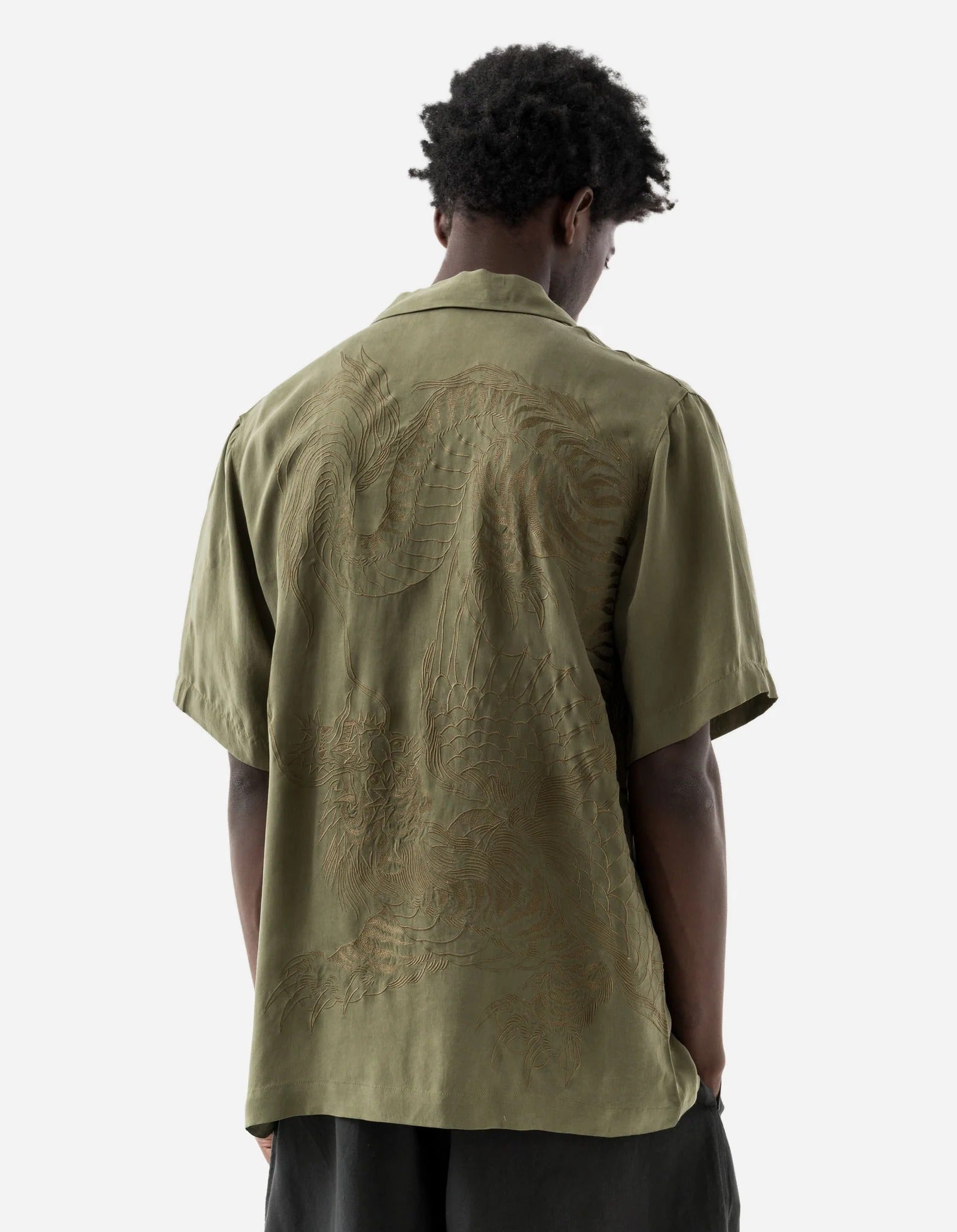 6098 TIGER DRAGON CAMP COLLAR SHIRT - OLIVE