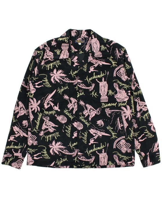 SS29582 CORDUROY L/S OPEN SHIRT "HISTORICAL EVIDENCE" - BLACK