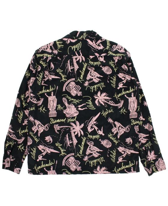 SS29582 CORDUROY L/S OPEN SHIRT "HISTORICAL EVIDENCE" - BLACK