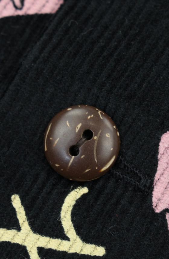 SS29582 CORDUROY L/S OPEN SHIRT "HISTORICAL EVIDENCE" - BLACK