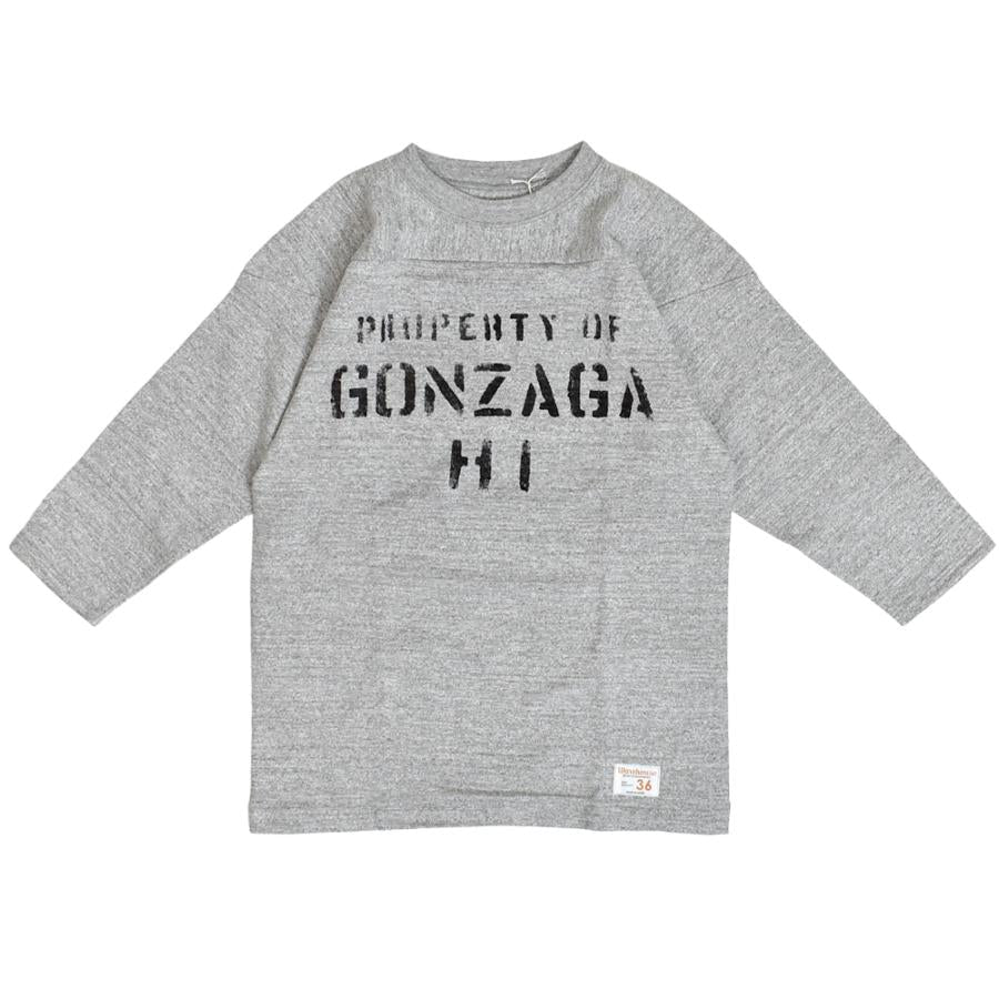 4063 3/4 Sleeve Football Tee GONZAGA HI - HEATHER GRAY